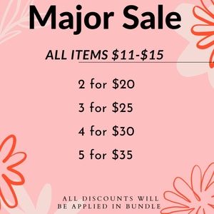 ALL ITEMS $11 - $15 MAJOR SALE